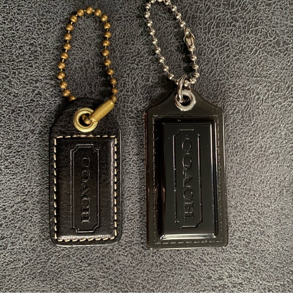 Coach Dark Brown Signature Purse Charms Fobs Set Of Two Authentic Hanging Tags